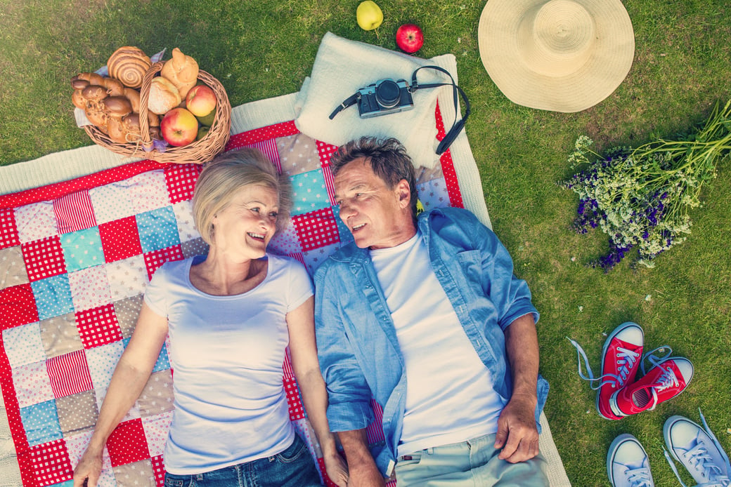 Senior Couple Having Picnic