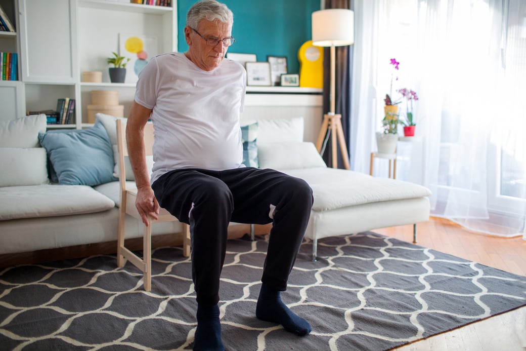 Man Doing Chair Exercises