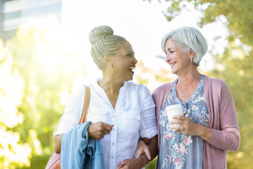 Two women taking a walk