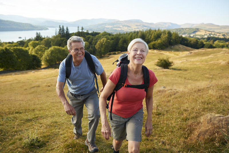 Senior couple hiking