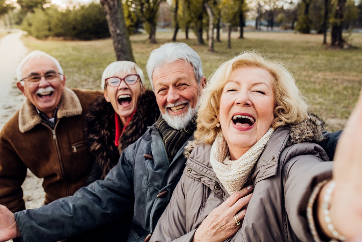 Group of Senior Friends Taking Photo