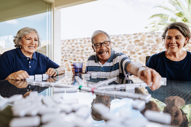 Seniors playing Dominoes