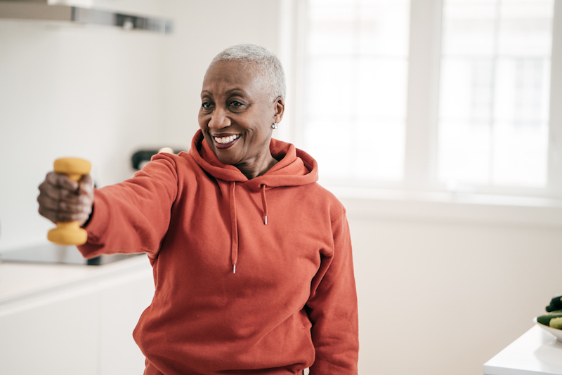 Senior woman doing weight exercises