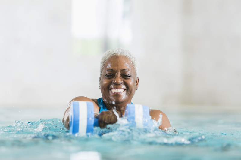 Woman swimming in pool