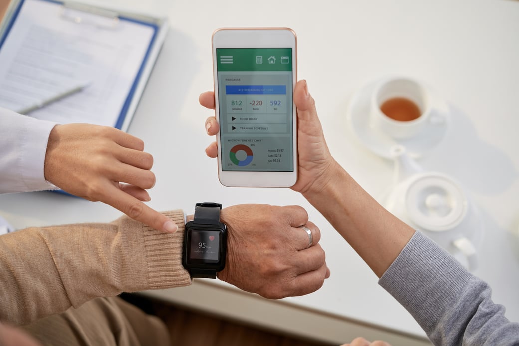Monitoring health data on a smartphone and watch