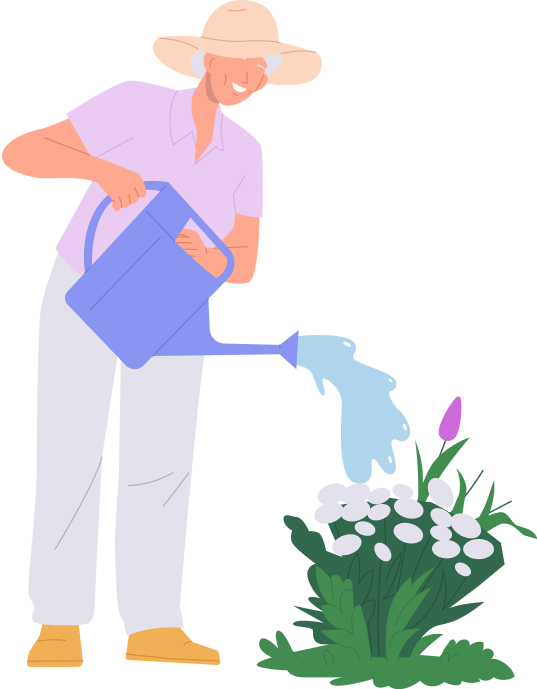 woman watering plant